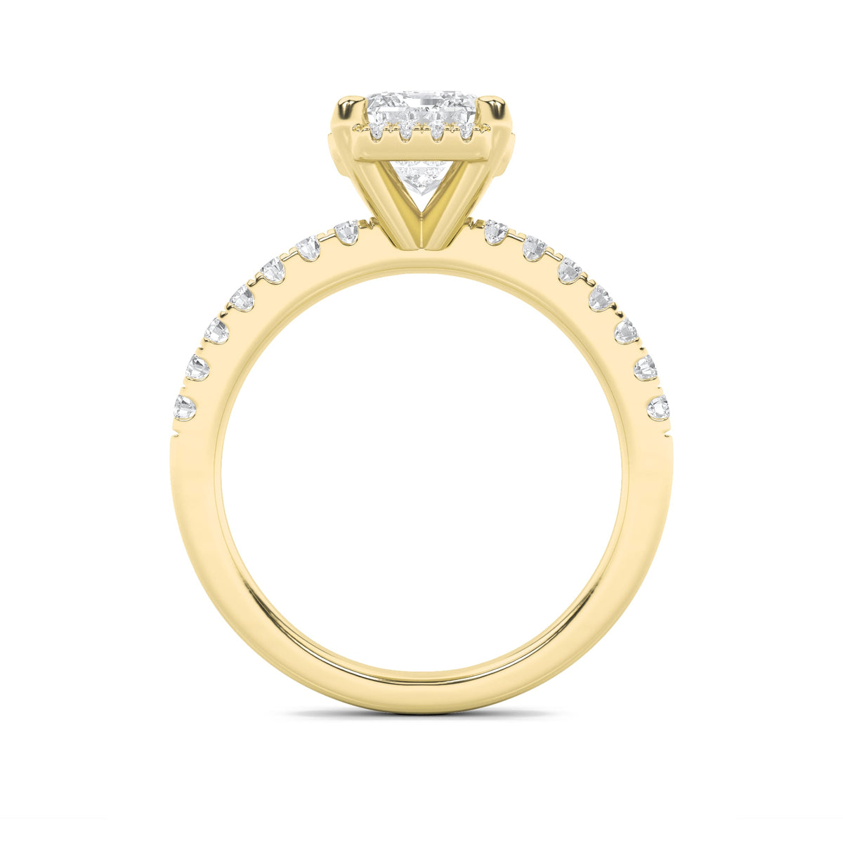 2CTW Emerald Lab-Grown Diamond Prong Halo Accented Engagement Ring 33 Stones