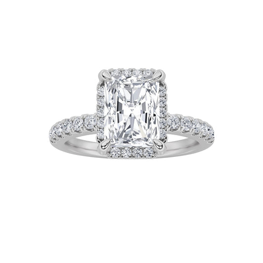 2CTW Radiant Lab-Grown Diamond Prong Halo Accented Engagement Ring 33 Stones