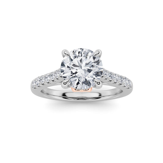 2.5CTW Round Lab-Grown Diamond Prong Petite Shank Accented Engagement Ring 17 Stones