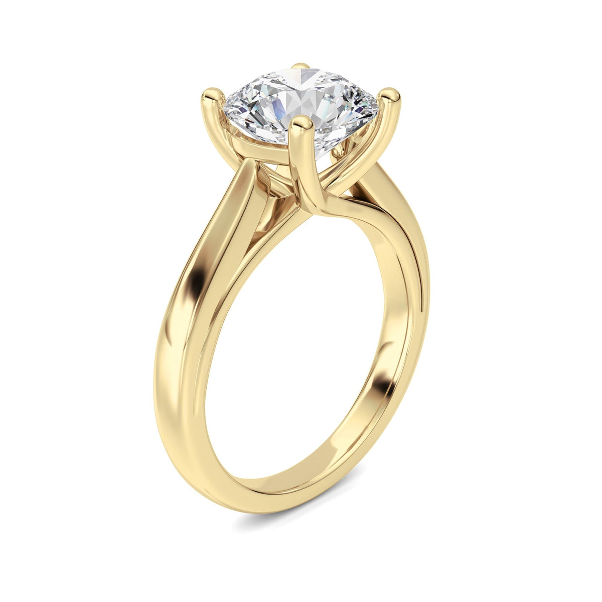 2CTW Round Lab-Grown Diamond Prong Cathedral Shank Engagement Ring 1 Stone