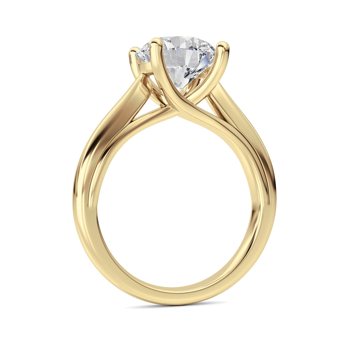 2CTW Round Lab-Grown Diamond Prong Cathedral Shank Engagement Ring 1 Stone