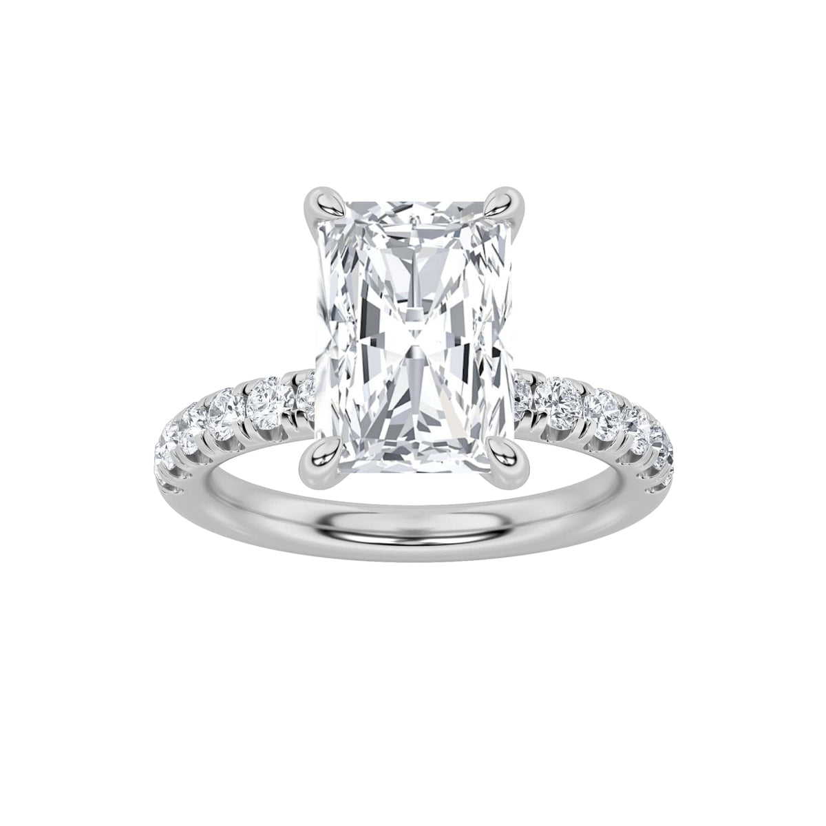 2CTW Radiant Lab-Grown Diamond Prong Hidden Halo Accented Ring 25 Stones