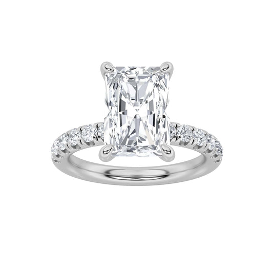 2CTW Radiant Lab-Grown Diamond Prong Hidden Halo Accented Ring 25 Stones