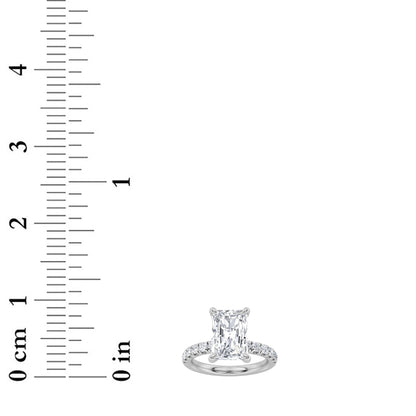 2CTW Radiant Lab-Grown Diamond Prong Hidden Halo Accented Ring 25 Stones