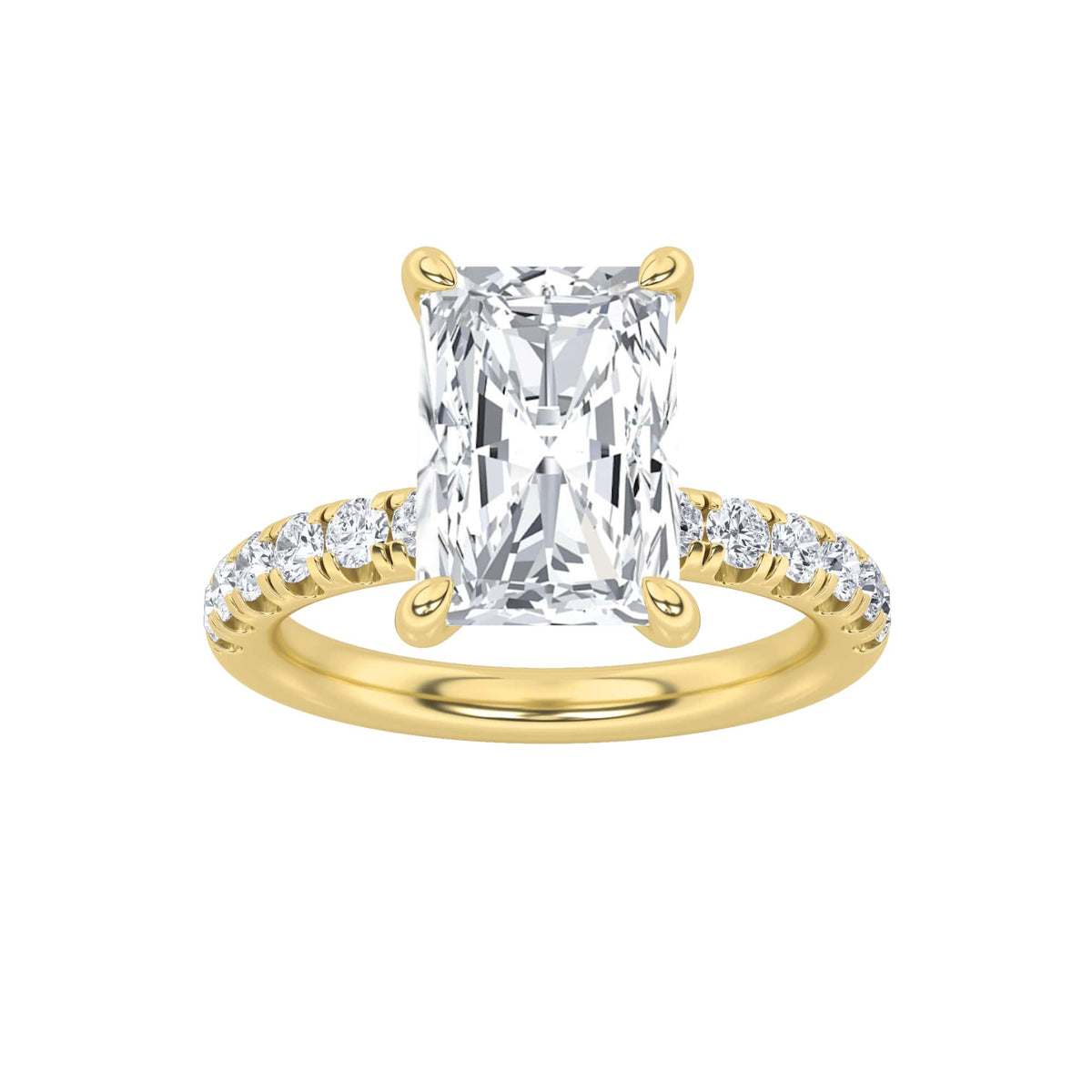 2CTW Radiant Lab-Grown Diamond Prong Hidden Halo Accented Ring 25 Stones