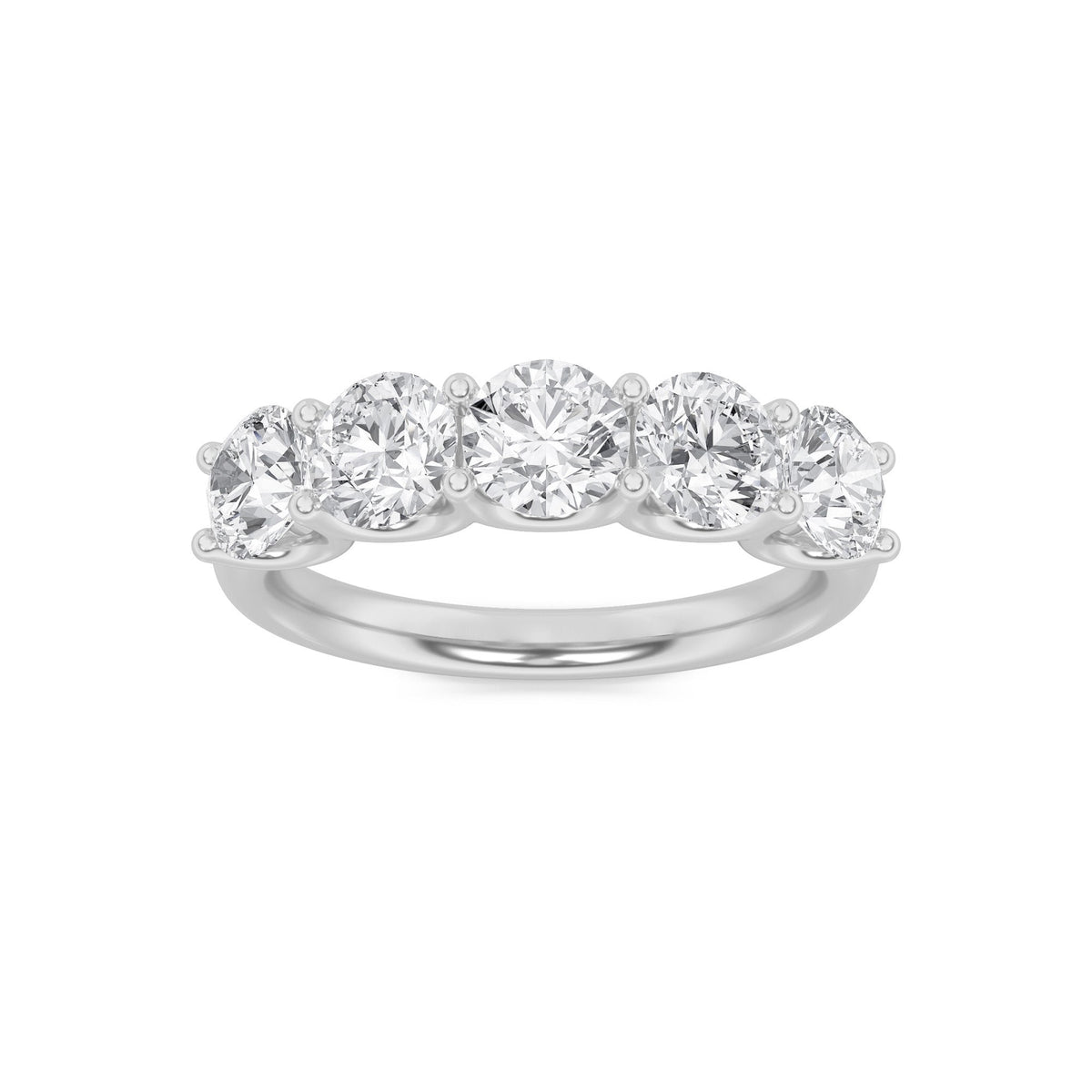 2CTW Round Lab-Grown Diamond Prong Five Stone Band Ring 5 Stones