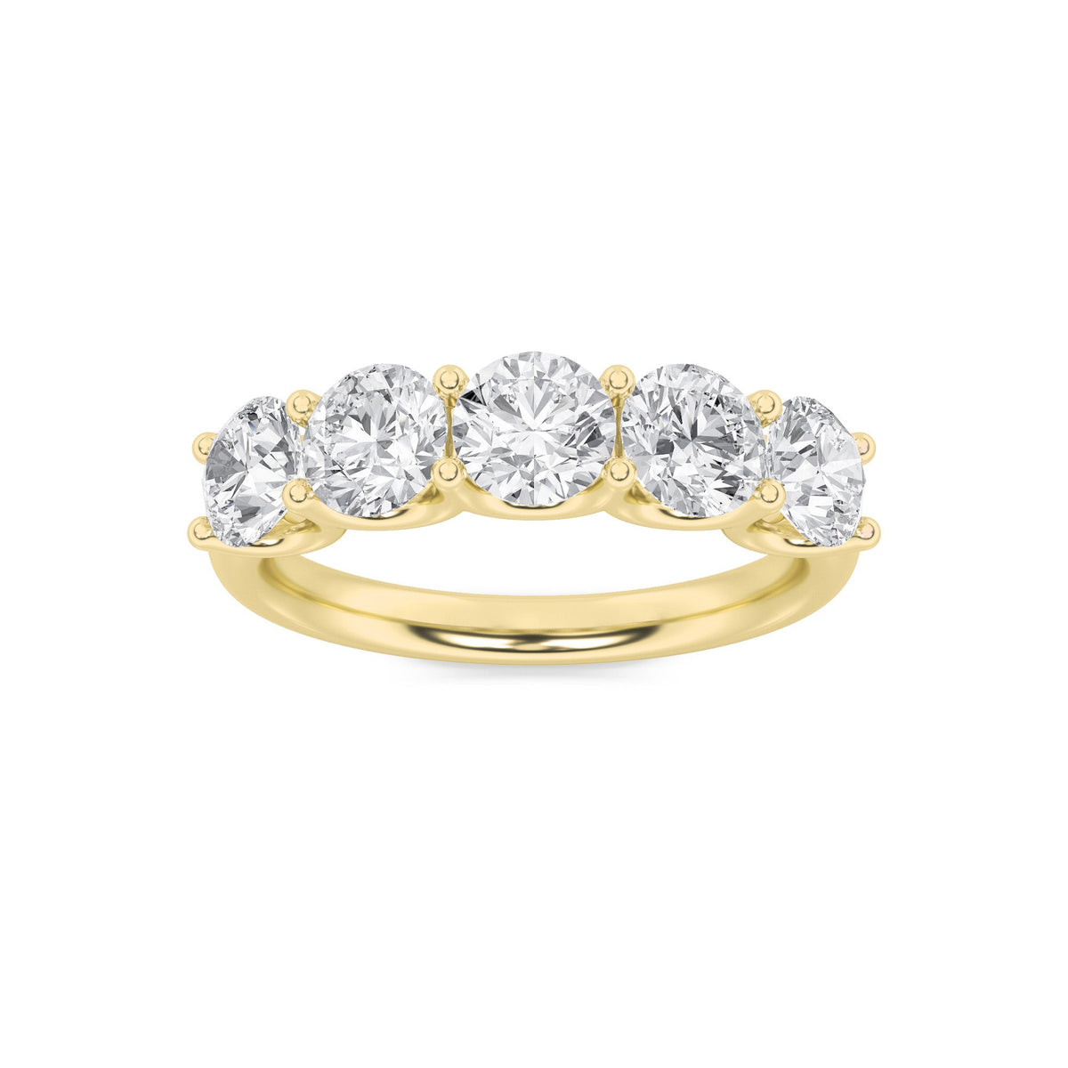 2CTW Round Lab-Grown Diamond Prong Five Stone Band Ring 5 Stones