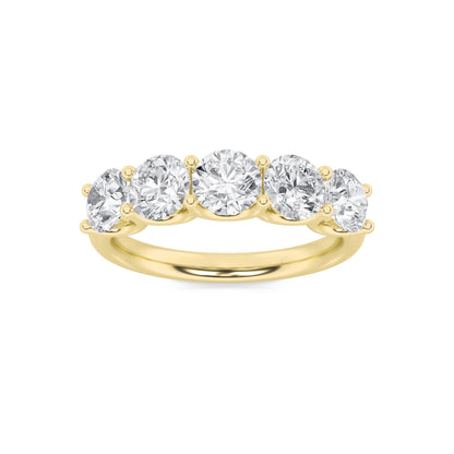 2CTW Round Lab-Grown Diamond Prong Five Stone Band Ring 5 Stones