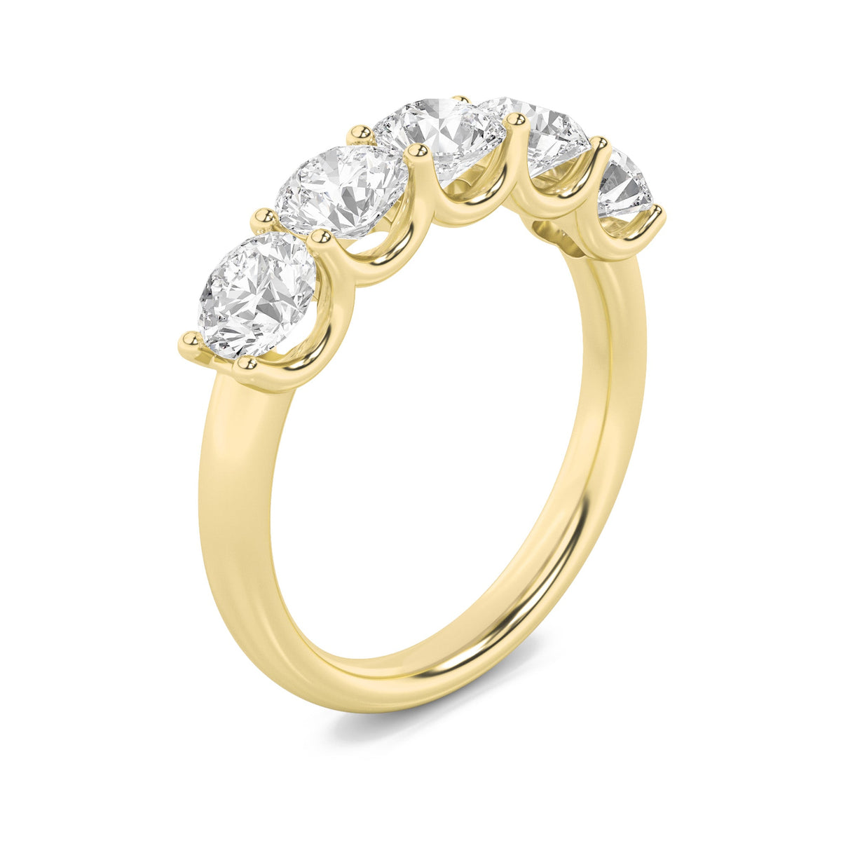 2CTW Round Lab-Grown Diamond Prong Five Stone Band Ring 5 Stones