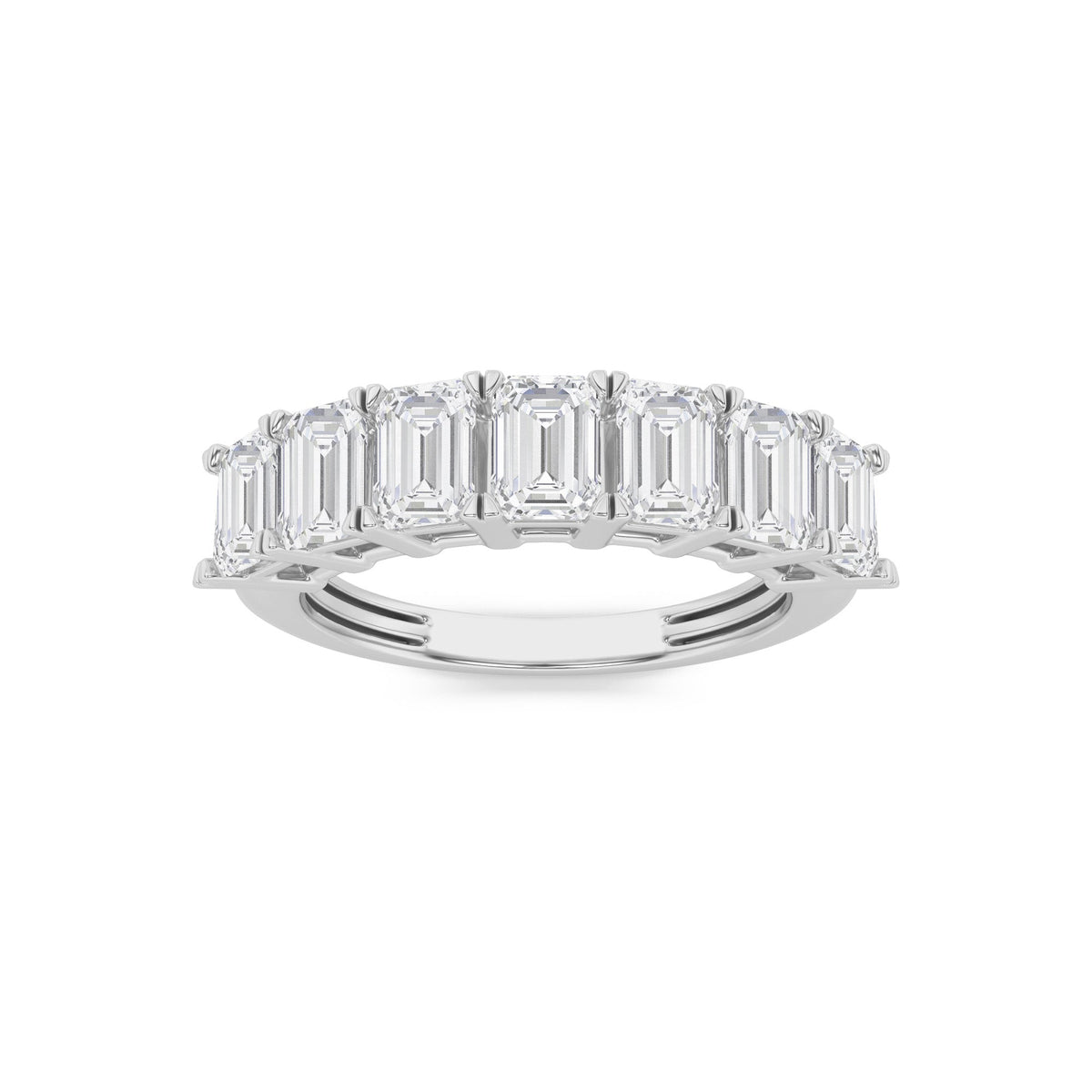 2CTW Emerald Lab-Grown Diamond Prong Seven Stone Band Ring 7 Stones