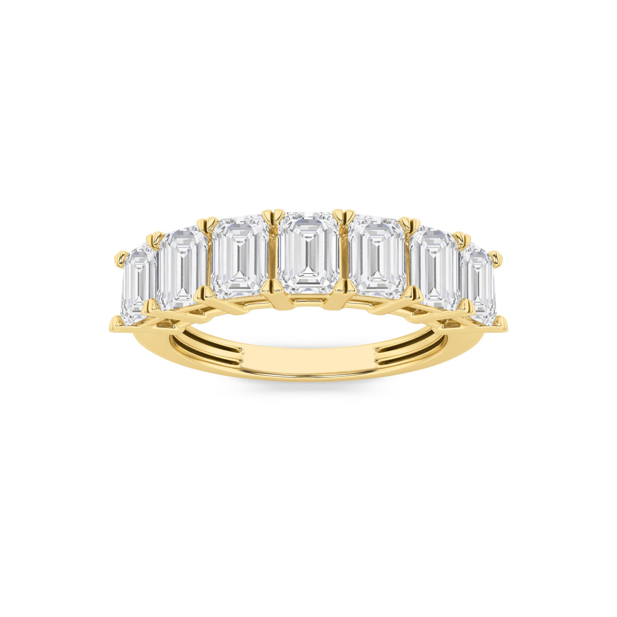 2CTW Emerald Lab-Grown Diamond Prong Seven Stone Band Ring 7 Stones