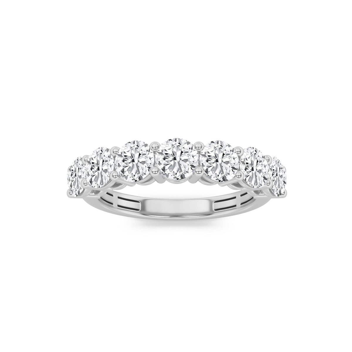 2CTW Round Lab-Grown Diamond Prong Seven Stone Band Ring 7 Stones
