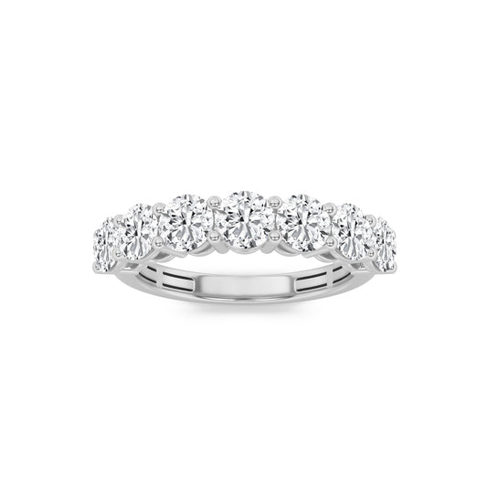 2CTW Round Lab-Grown Diamond Prong Seven Stone Band Ring 7 Stones