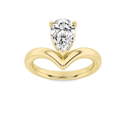 1.5CTW Pear Lab-Grown Diamond Prong Chevron Solitaire Engagement Ring 1 Stone