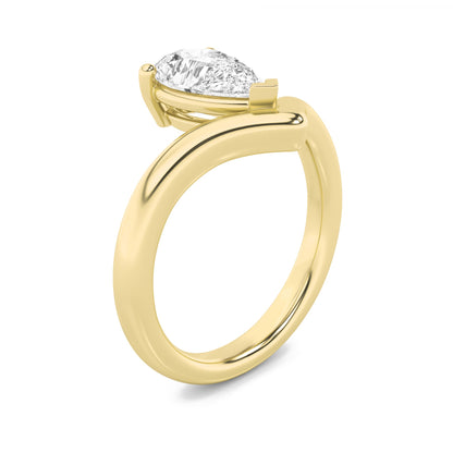 1.5CTW Pear Lab-Grown Diamond Prong Chevron Solitaire Engagement Ring 1 Stone