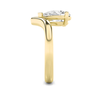 1.5CTW Pear Lab-Grown Diamond Prong Chevron Solitaire Engagement Ring 1 Stone
