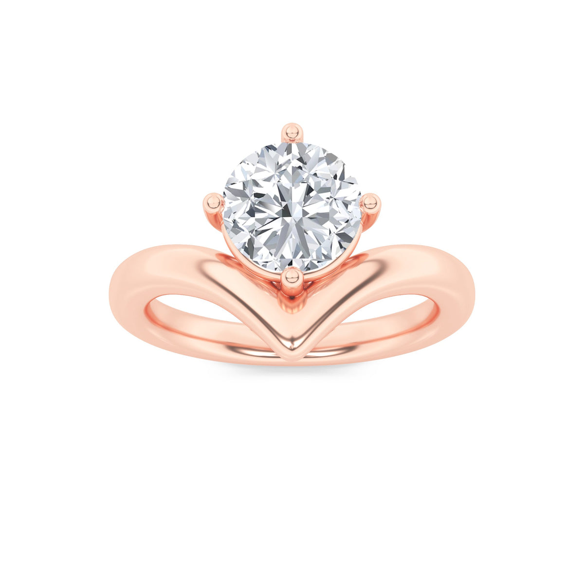 1.5CTW Round Lab-Grown Diamond Prong Chevron Solitaire Engagement Ring 1 Stone