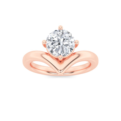 1.5CTW Round Lab-Grown Diamond Prong Chevron Solitaire Engagement Ring 1 Stone