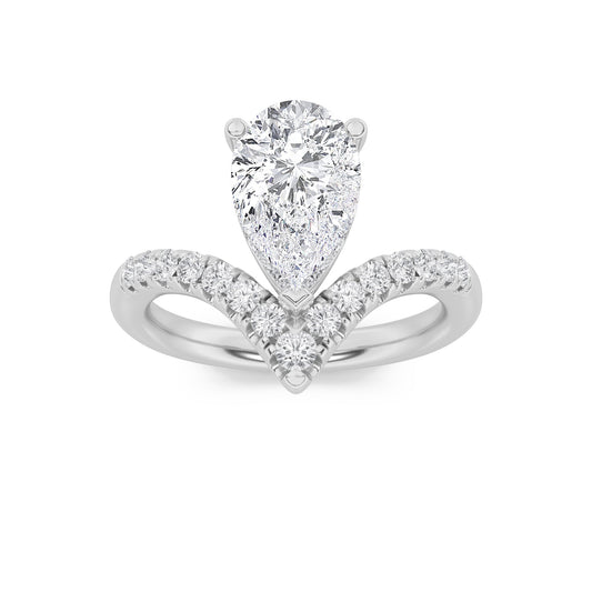 2CTW Pear Lab-Grown Diamond Prong Accented Solitaire Fancy Engagement Ring 16 Stones