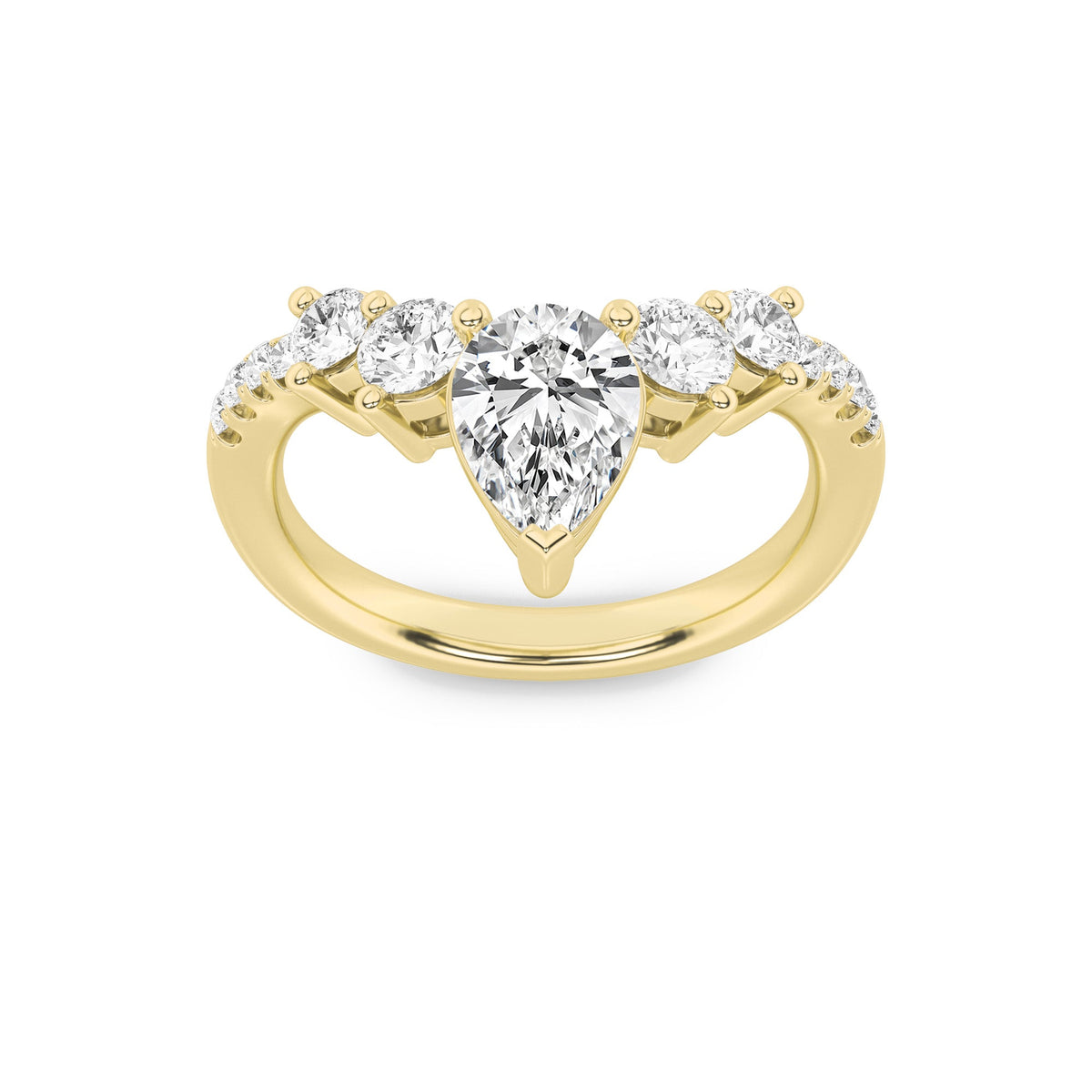 1.5CTW Pear Lab-Grown Diamond Fancy Contour Ring 13 Stones