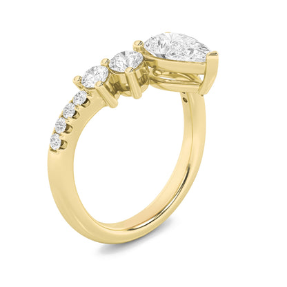 1.5CTW Pear Lab-Grown Diamond Fancy Contour Ring 13 Stones