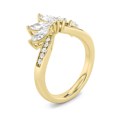 1.5CTW Marquise Lab-Grown Diamond Prong Fancy Contour Ring 15 Stones