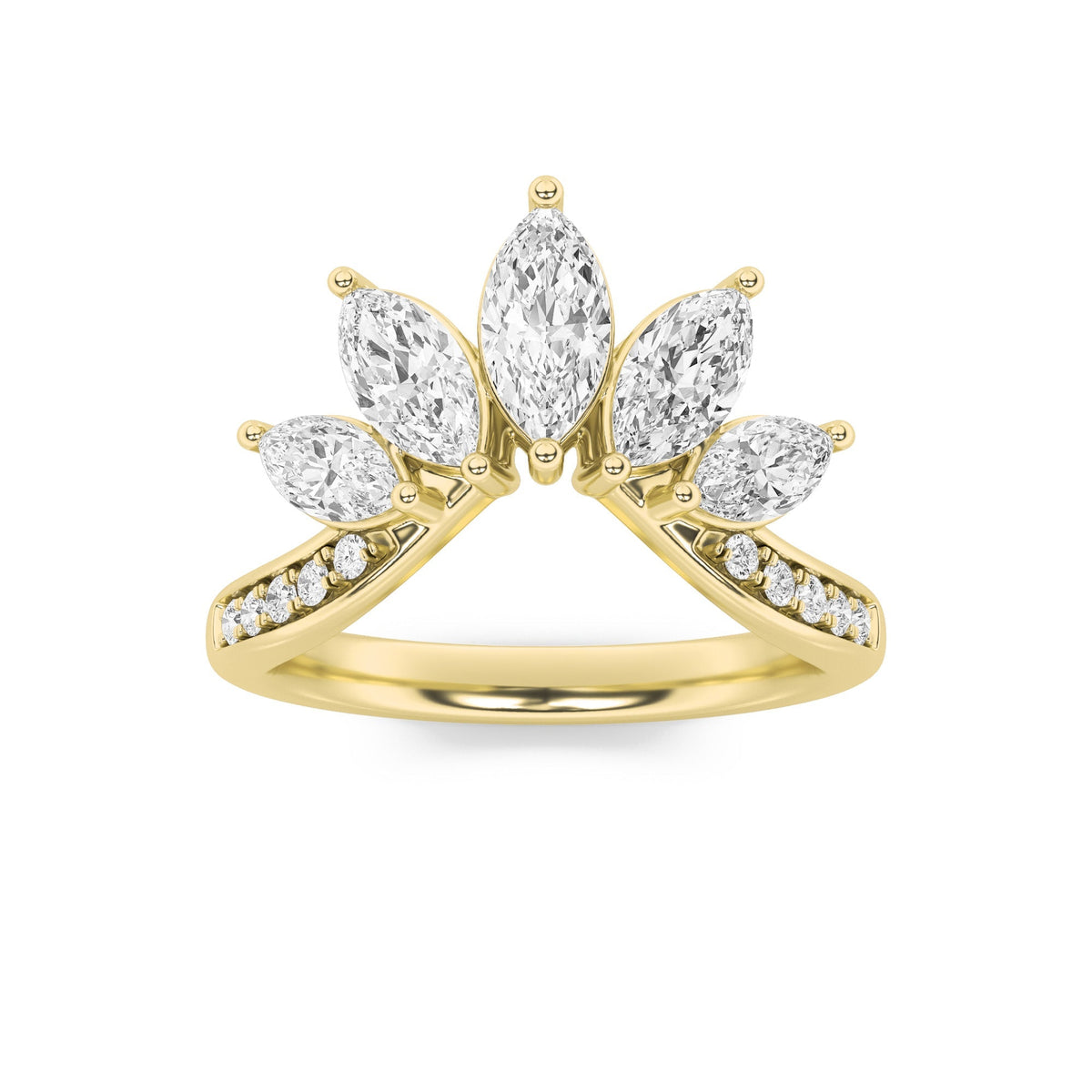 1.5CTW Marquise Lab-Grown Diamond Prong Fancy Contour Ring 15 Stones