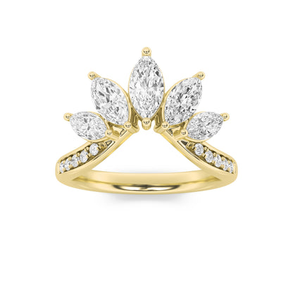 1.5CTW Marquise Lab-Grown Diamond Prong Fancy Contour Ring 15 Stones