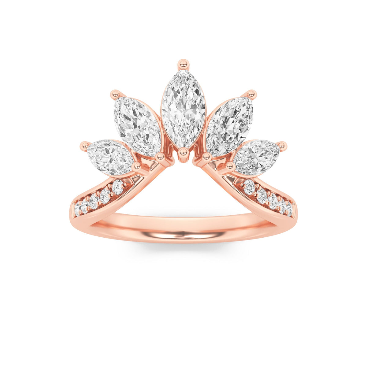 1.5CTW Marquise Lab-Grown Diamond Prong Fancy Contour Ring 15 Stones