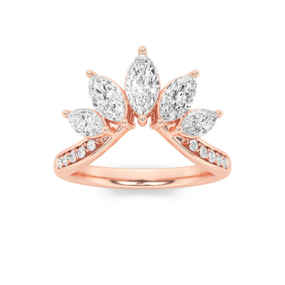 1.5CTW Marquise Lab-Grown Diamond Prong Fancy Contour Ring 15 Stones