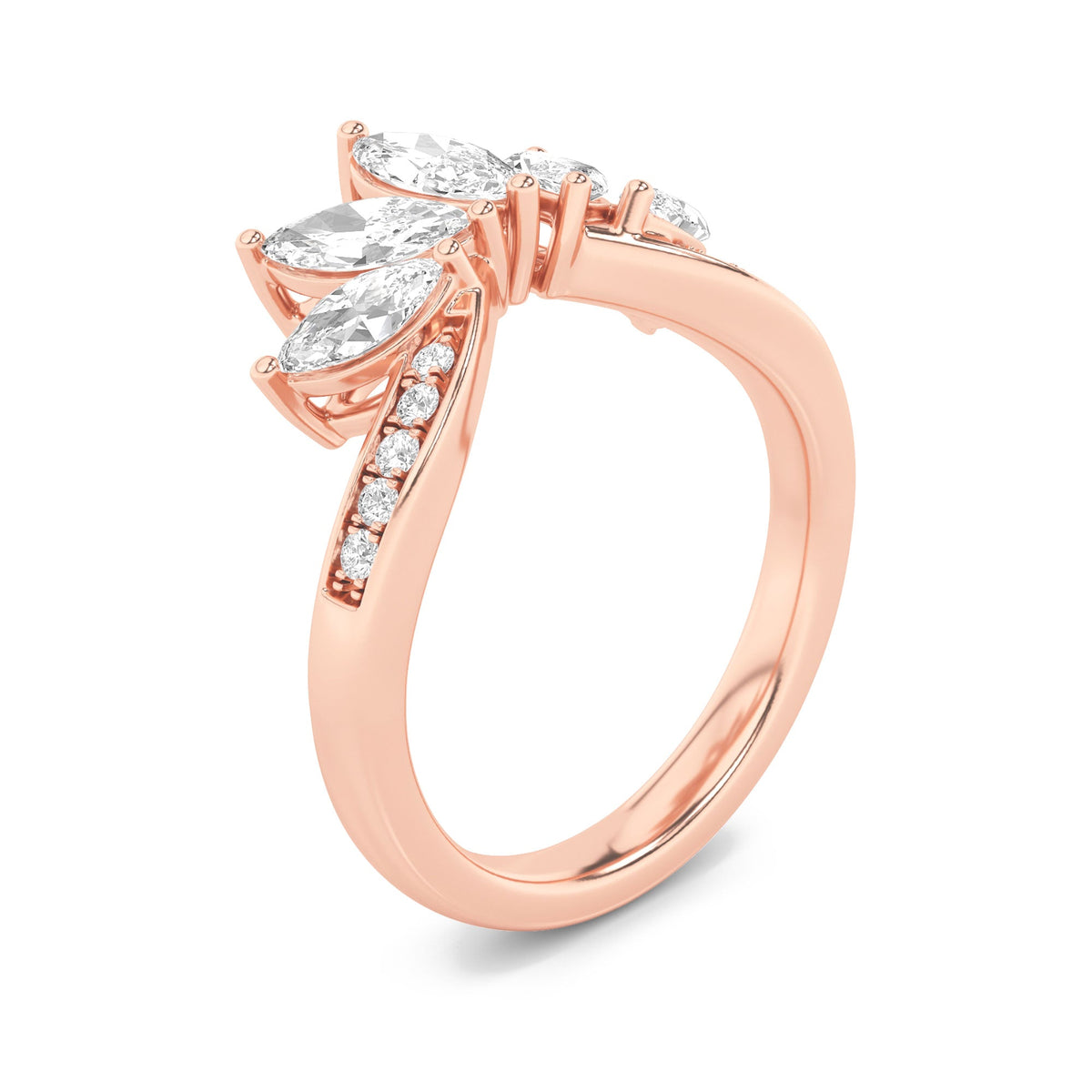 1.5CTW Marquise Lab-Grown Diamond Prong Fancy Contour Ring 15 Stones