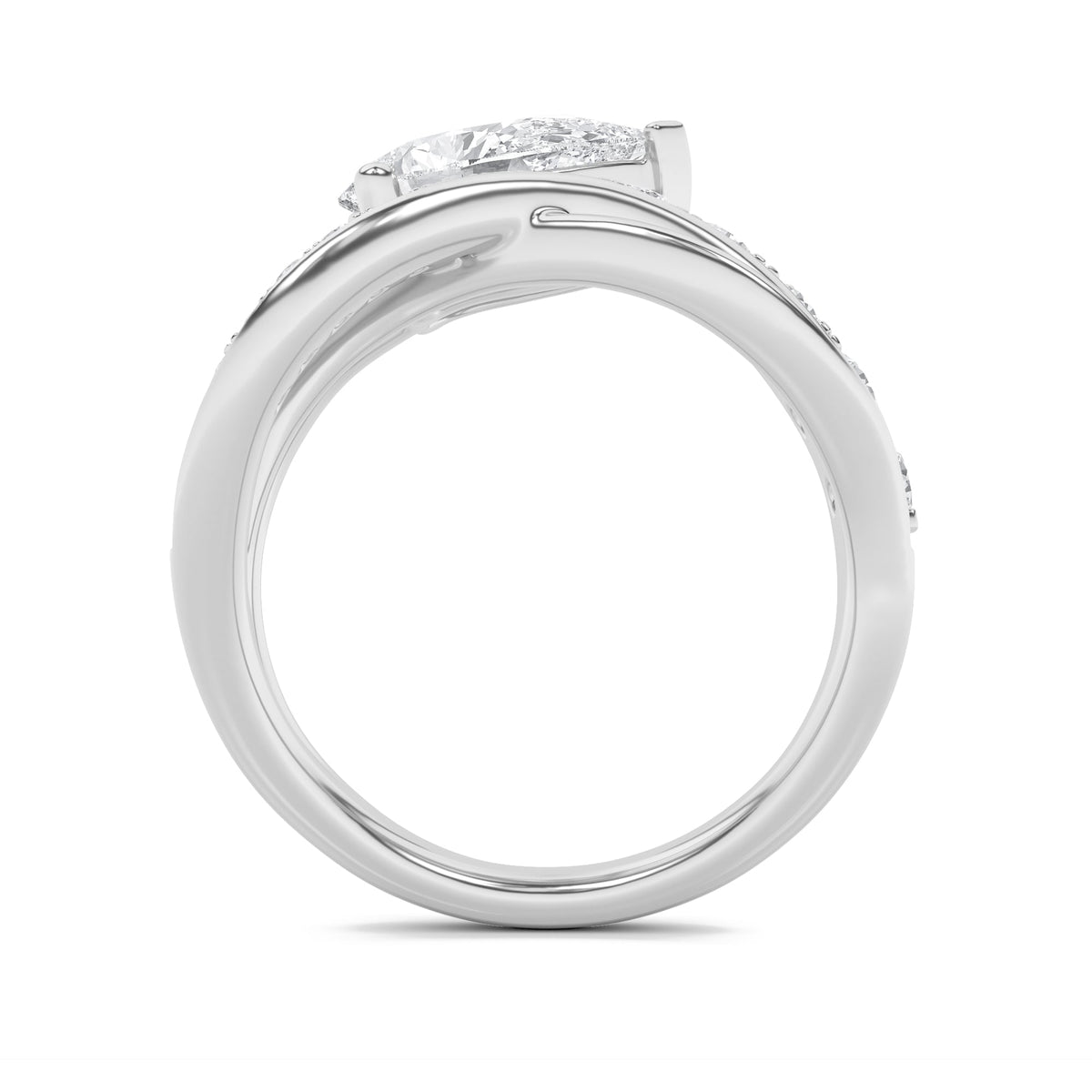 2CTW Pear Lab-Grown Diamond Prong Fashion Accented Engagement Ring 17 Stones