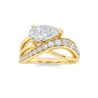 2CTW Pear Lab-Grown Diamond Prong Fashion Accented Engagement Ring 17 Stones