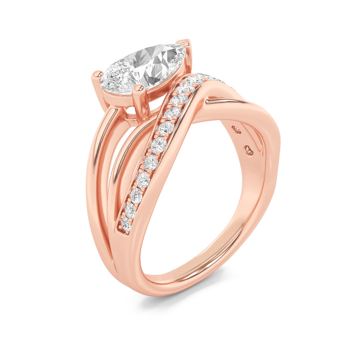 2CTW Pear Lab-Grown Diamond Prong Fashion Accented Engagement Ring 17 Stones