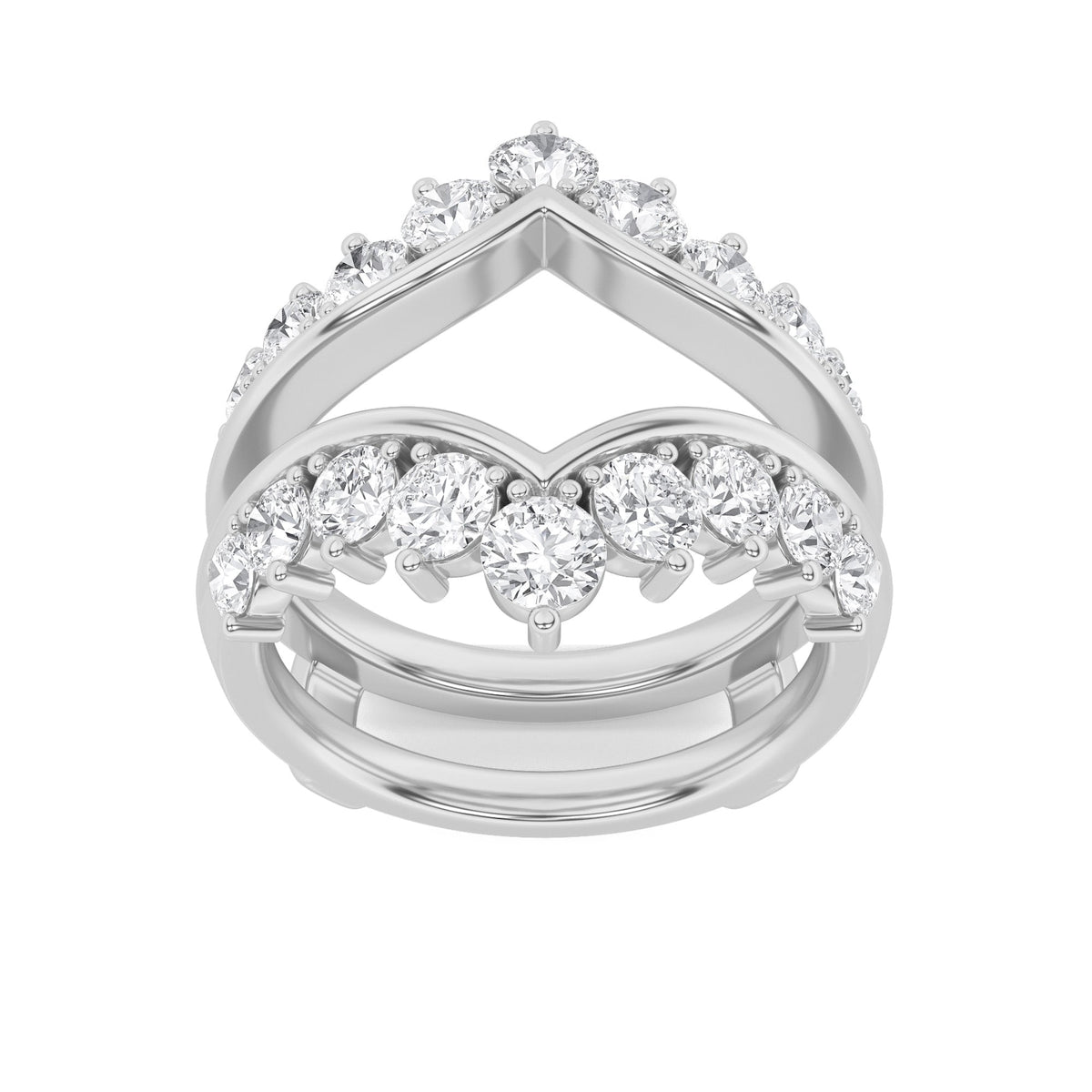 2CTW Round Lab-Grown Diamond Prong Insert Jacket Ring 18 Stones 0.29ct Center