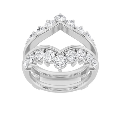 2CTW Round Lab-Grown Diamond Prong Insert Jacket Ring 18 Stones 0.29ct Center