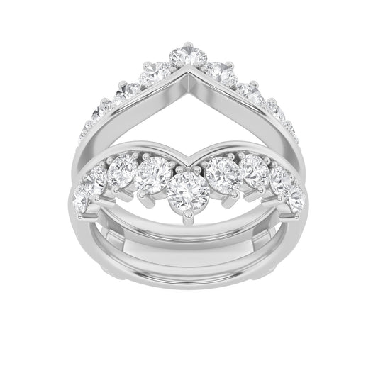 2CTW Round Lab-Grown Diamond Prong Insert Jacket Ring 18 Stones 0.29ct Center