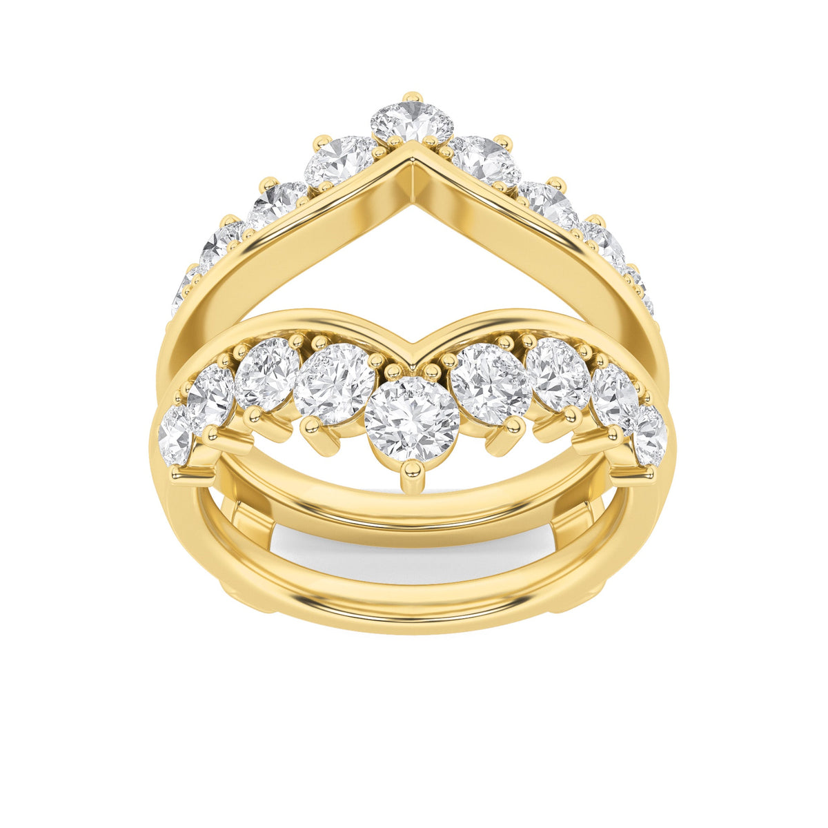 2CTW Round Lab-Grown Diamond Prong Insert Jacket Ring 18 Stones 0.29ct Center
