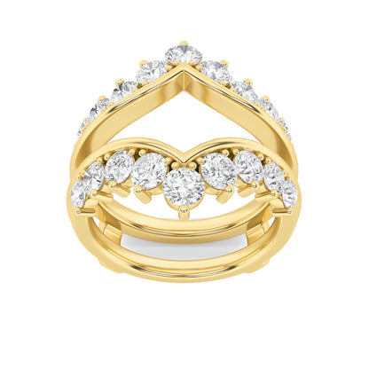 2CTW Round Lab-Grown Diamond Prong Insert Jacket Ring 18 Stones 0.29ct Center