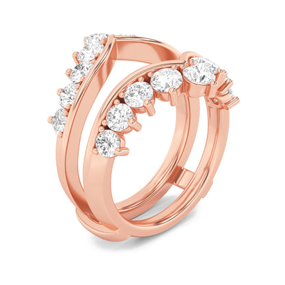 2CTW Round Lab-Grown Diamond Prong Insert Jacket Ring 18 Stones 0.29ct Center