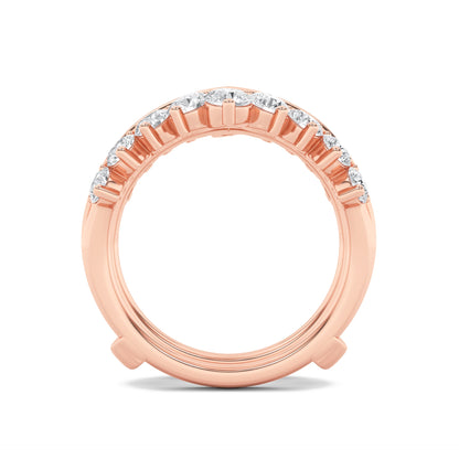 2CTW Round Lab-Grown Diamond Prong Insert Jacket Ring 18 Stones 0.29ct Center