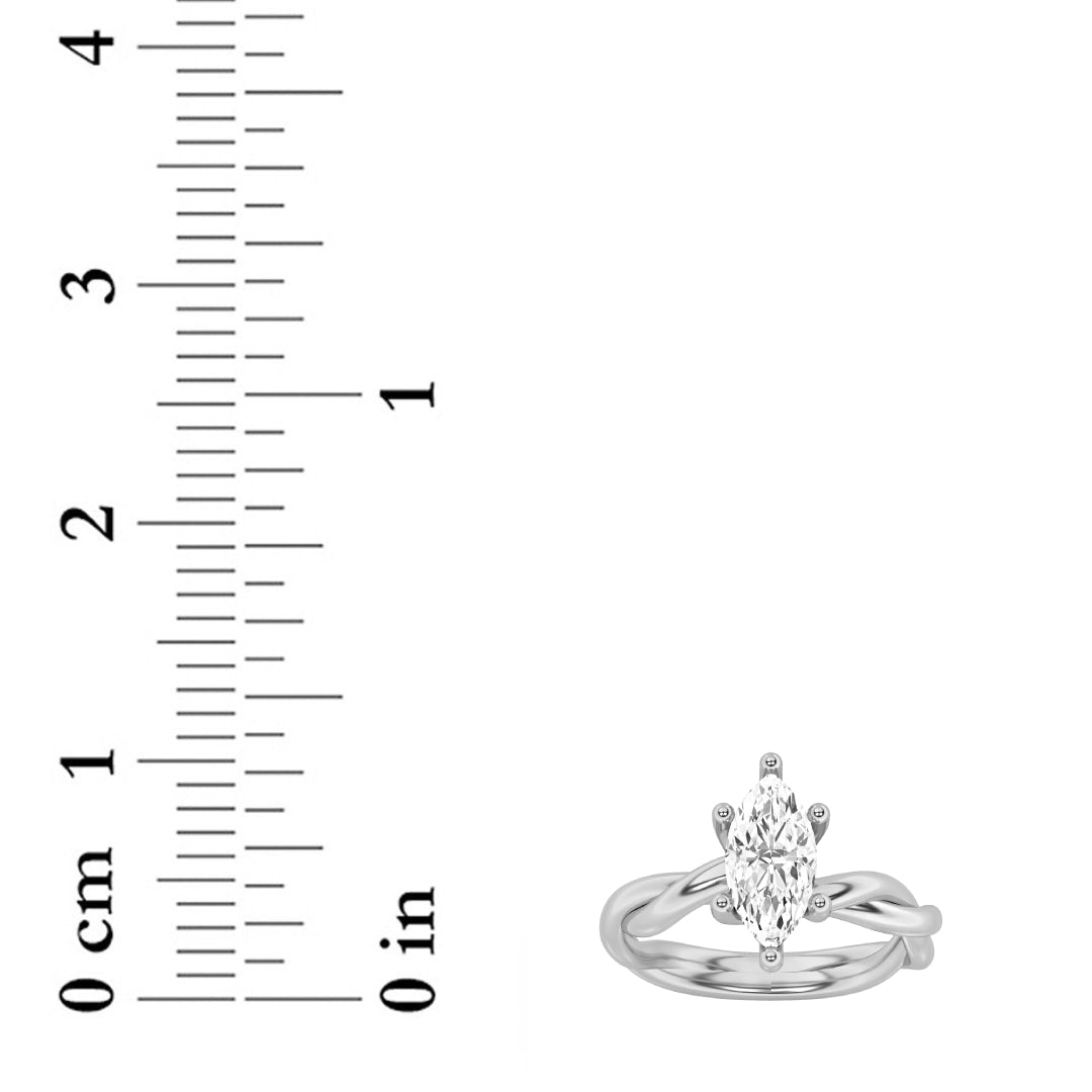 1.5CTW Marquise Lab-Grown Diamond Prong Twisted Shank Solitaire Engagement Ring 1 Stone