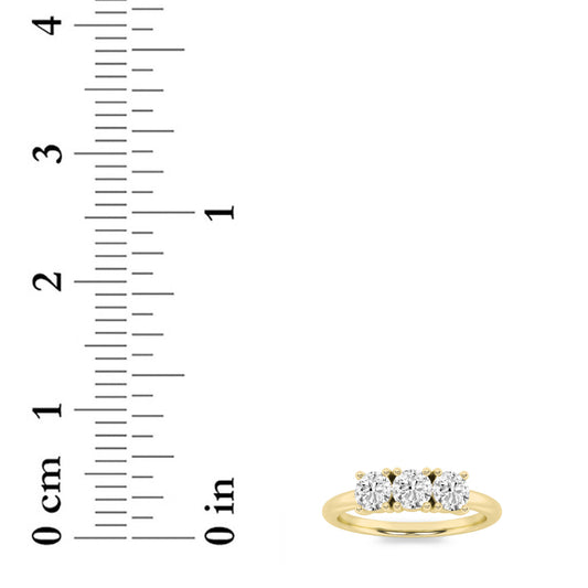 2CTW Round Lab-Grown Diamond Prong Three Stone Band Ring 3 Stones