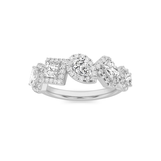 1.5CTW Mix Lab-Grown Diamond Prong Five Stone Ring 75 Stones