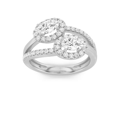 1CTW Oval Lab-Grown Diamond Accented Toi et Moi Fashion Ring 50 Stones