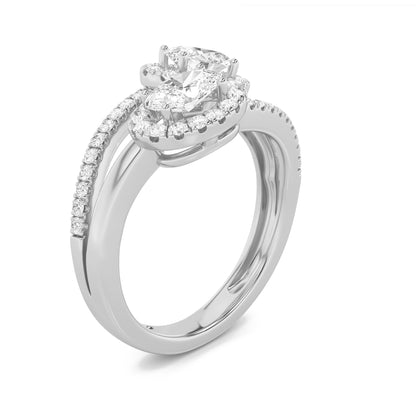 1CTW Oval Lab-Grown Diamond Accented Toi et Moi Fashion Ring 50 Stones
