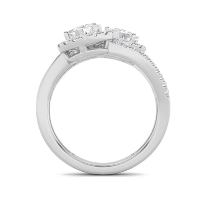1CTW Oval Lab-Grown Diamond Accented Toi et Moi Fashion Ring 50 Stones