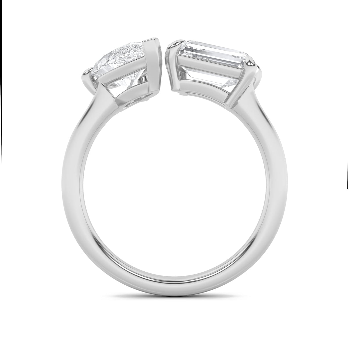 3CTW Emerald Lab-Grown Diamond Toi et Moi Fashion Ring 2 Stones