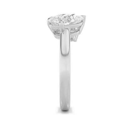 3CTW Emerald Lab-Grown Diamond Toi et Moi Fashion Ring 2 Stones