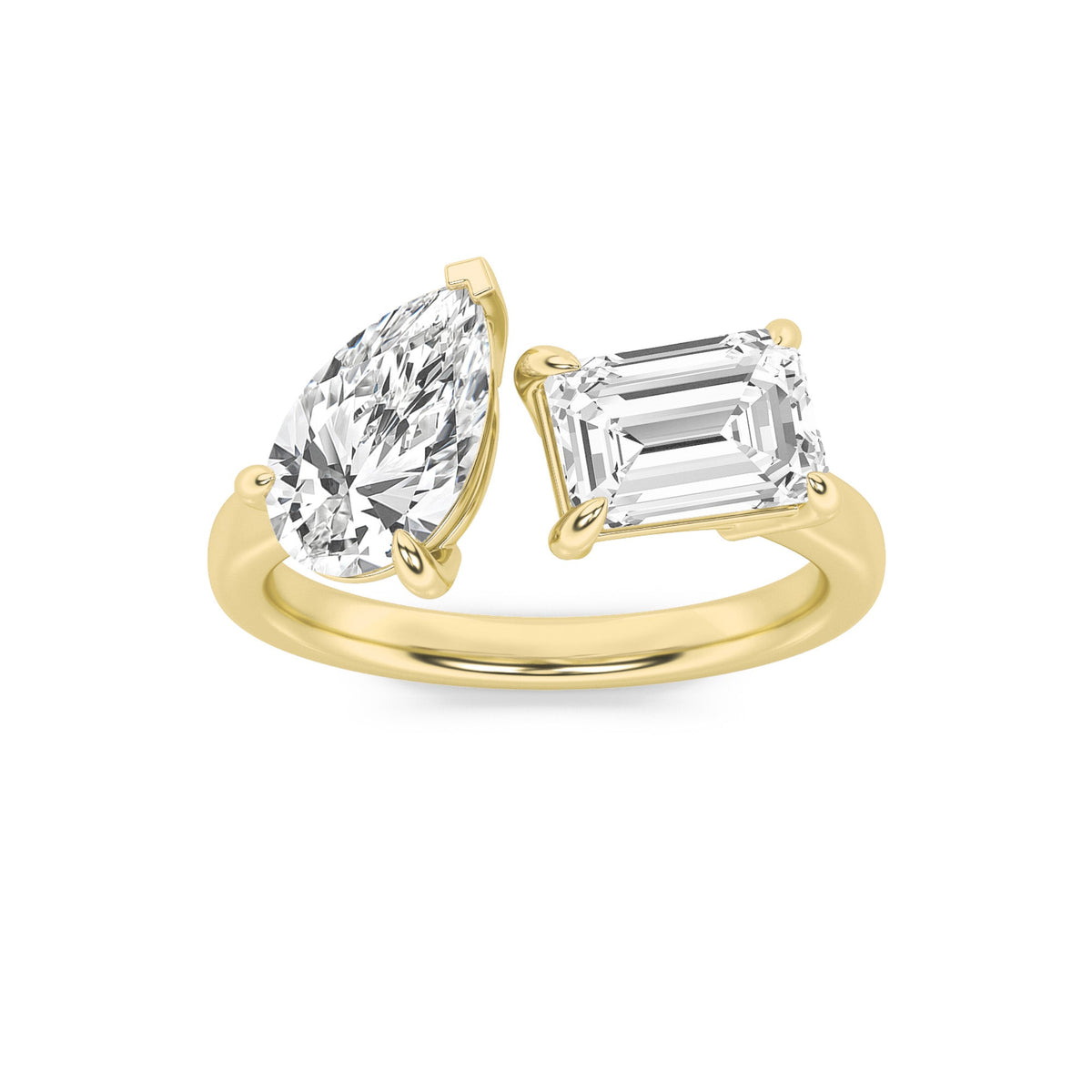 3CTW Emerald Lab-Grown Diamond Toi et Moi Fashion Ring 2 Stones